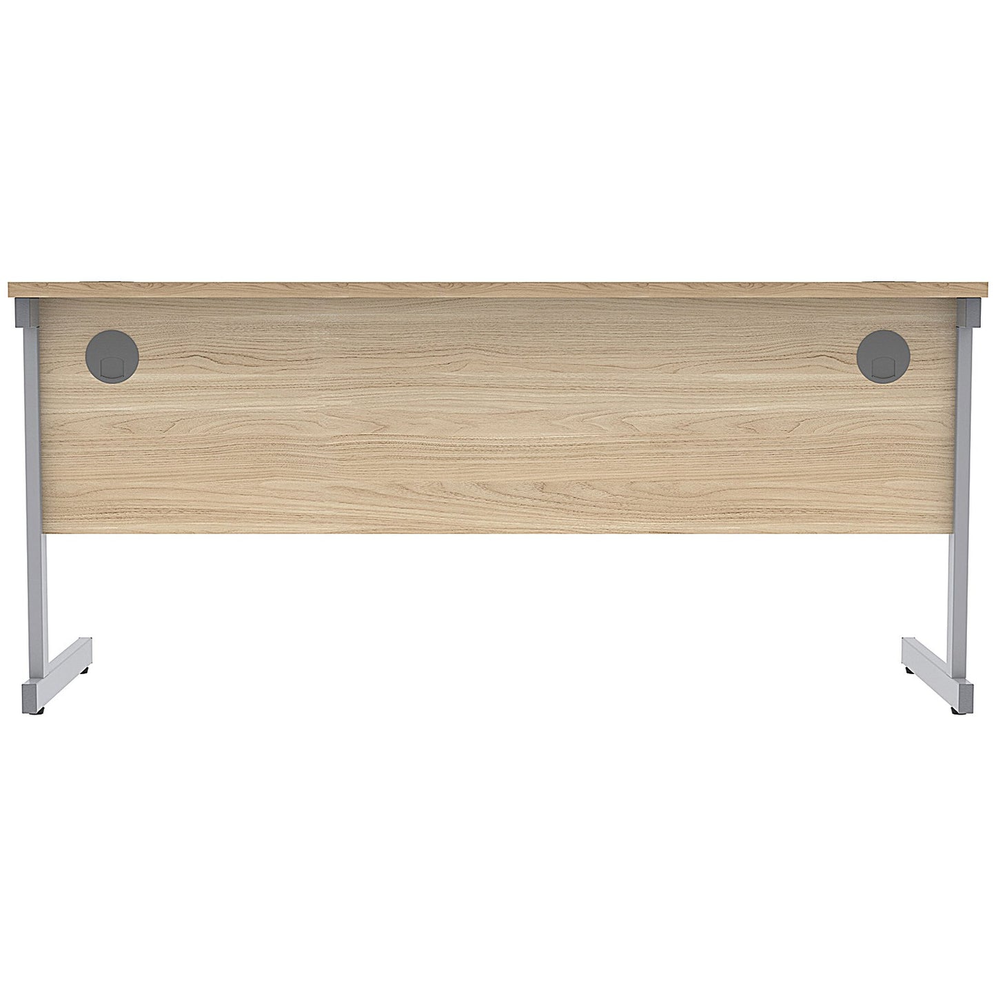 Astin 1600mm Slim Rectangular Desk, Silver Cantilever Legs, Oak