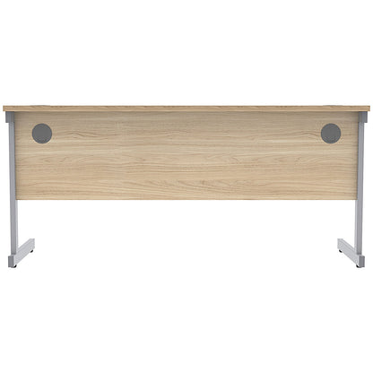 Astin 1600mm Slim Rectangular Desk, Silver Cantilever Legs, Oak