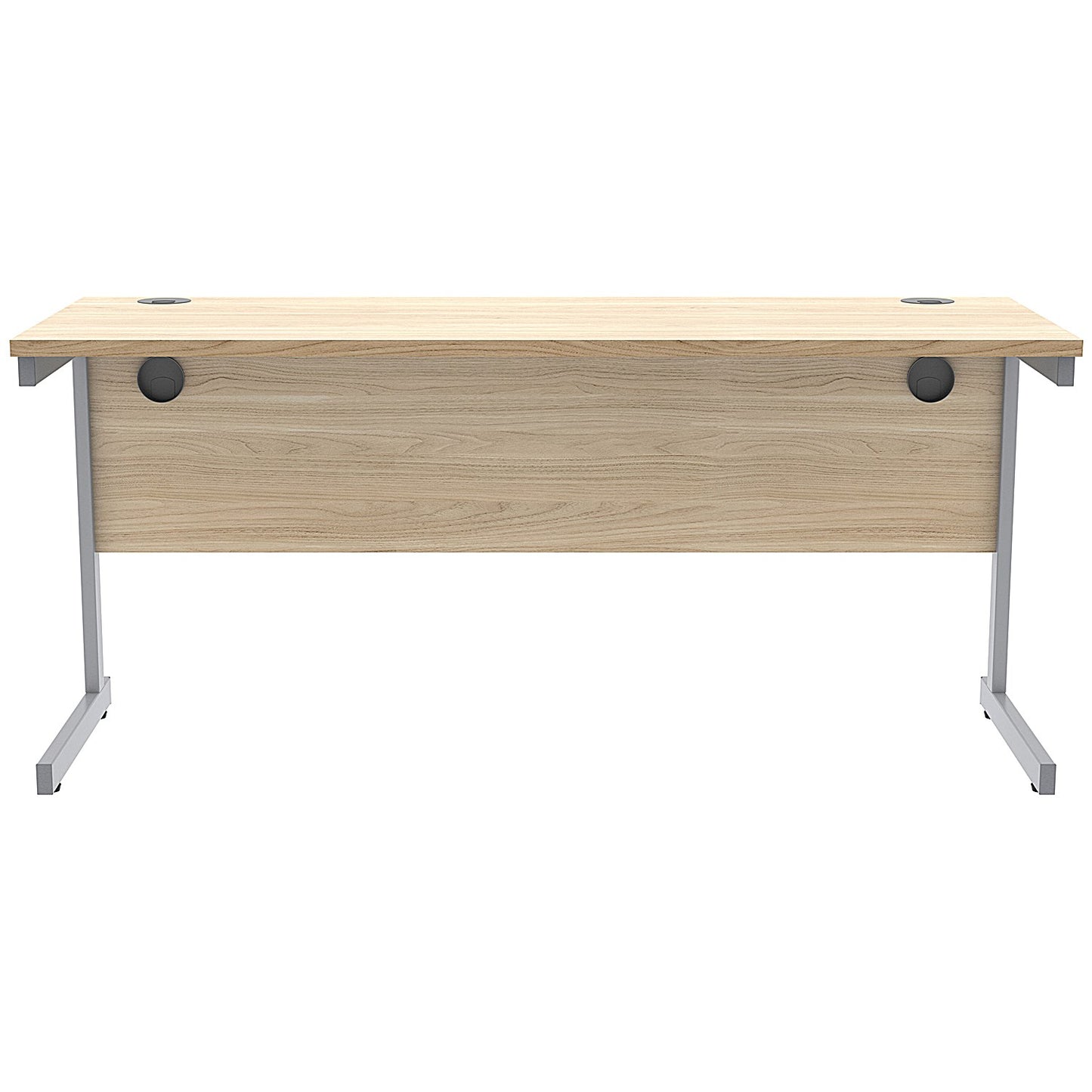 Astin 1600mm Slim Rectangular Desk, Silver Cantilever Legs, Oak