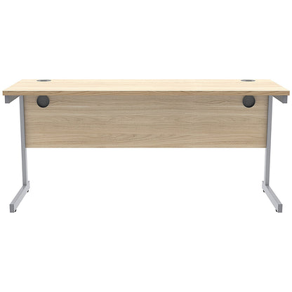 Astin 1600mm Slim Rectangular Desk, Silver Cantilever Legs, Oak