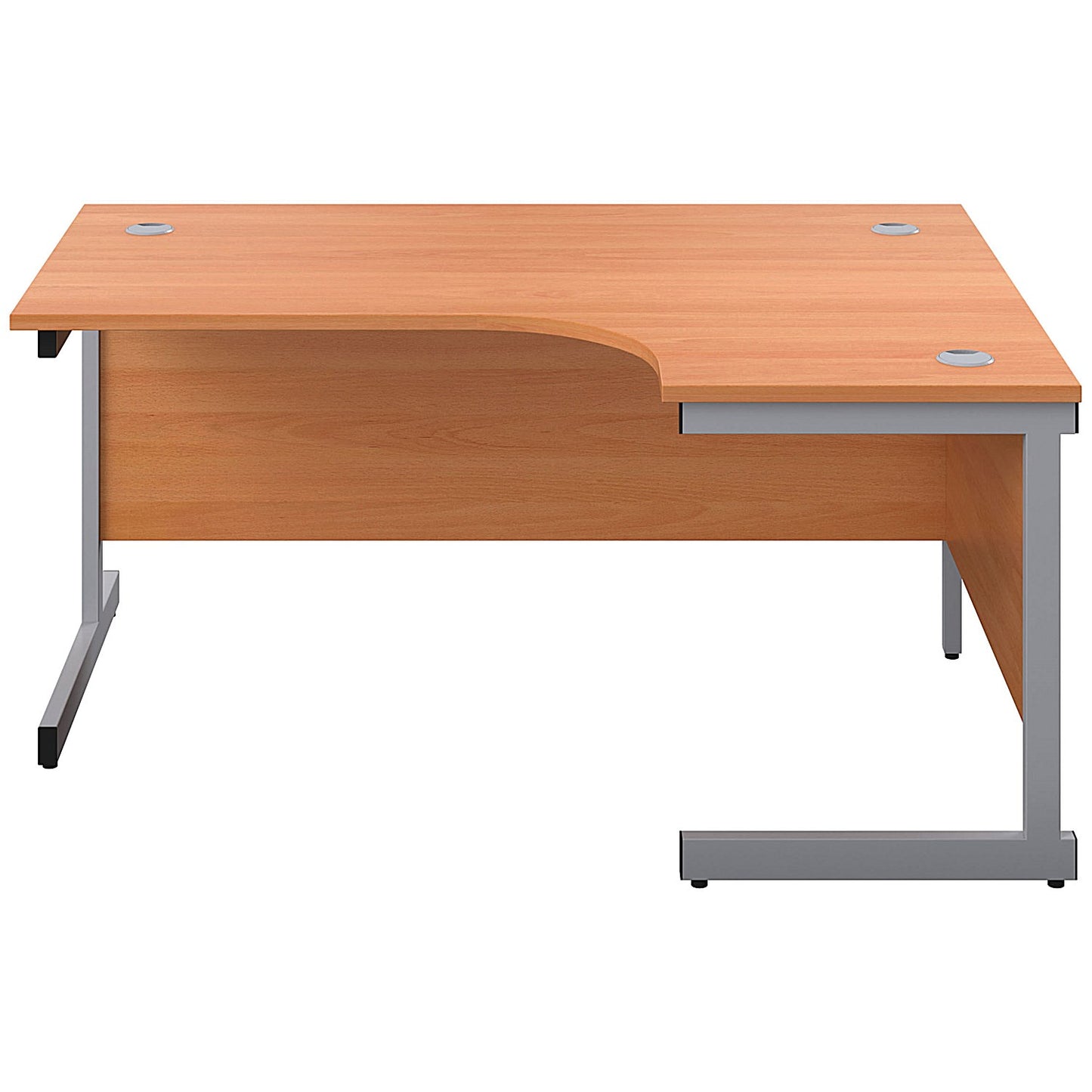 First 1600mm Corner Desk, Right Hand, Silver Cantilever Legs, Beech