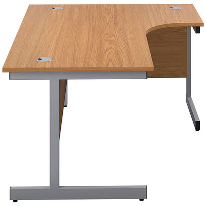 First 1600mm Corner Desk, Right Hand, Silver Cantilever Legs, Oak