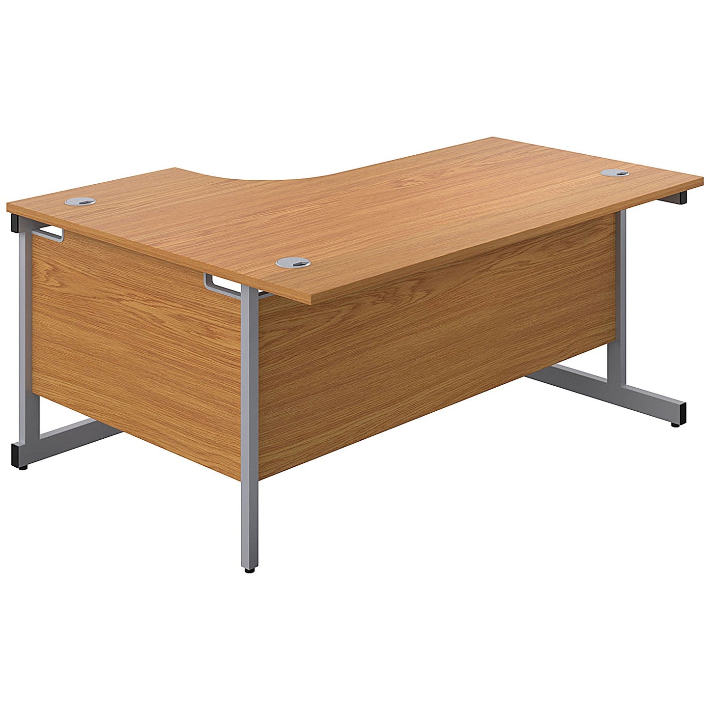 First 1600mm Corner Desk, Right Hand, Silver Cantilever Legs, Oak