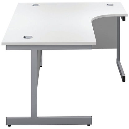 First 1600mm Corner Desk, Right Hand, Silver Cantilever Legs, White