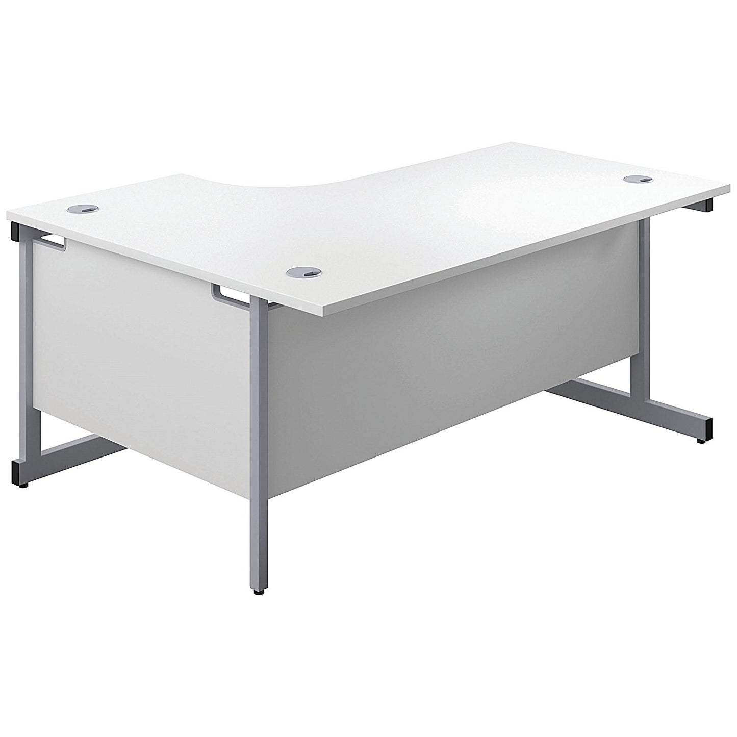 First 1600mm Corner Desk, Right Hand, Silver Cantilever Legs, White