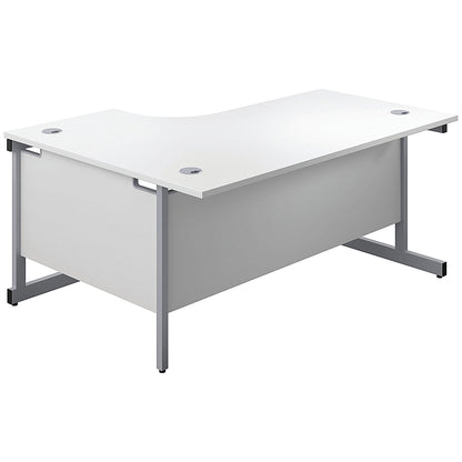 First 1600mm Corner Desk, Right Hand, Silver Cantilever Legs, White