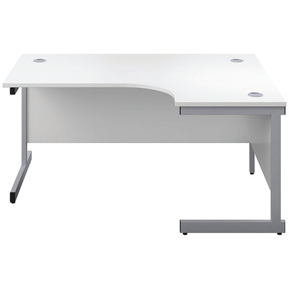First 1600mm Corner Desk, Right Hand, Silver Cantilever Legs, White