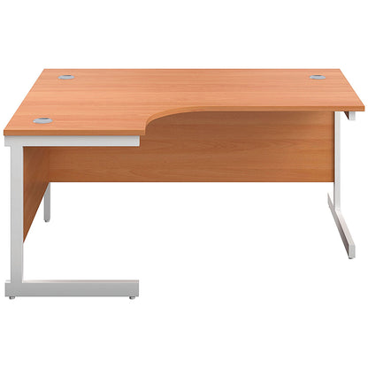 First 1600mm Corner Desk Left Hand, White Cantilever Legs, Beech