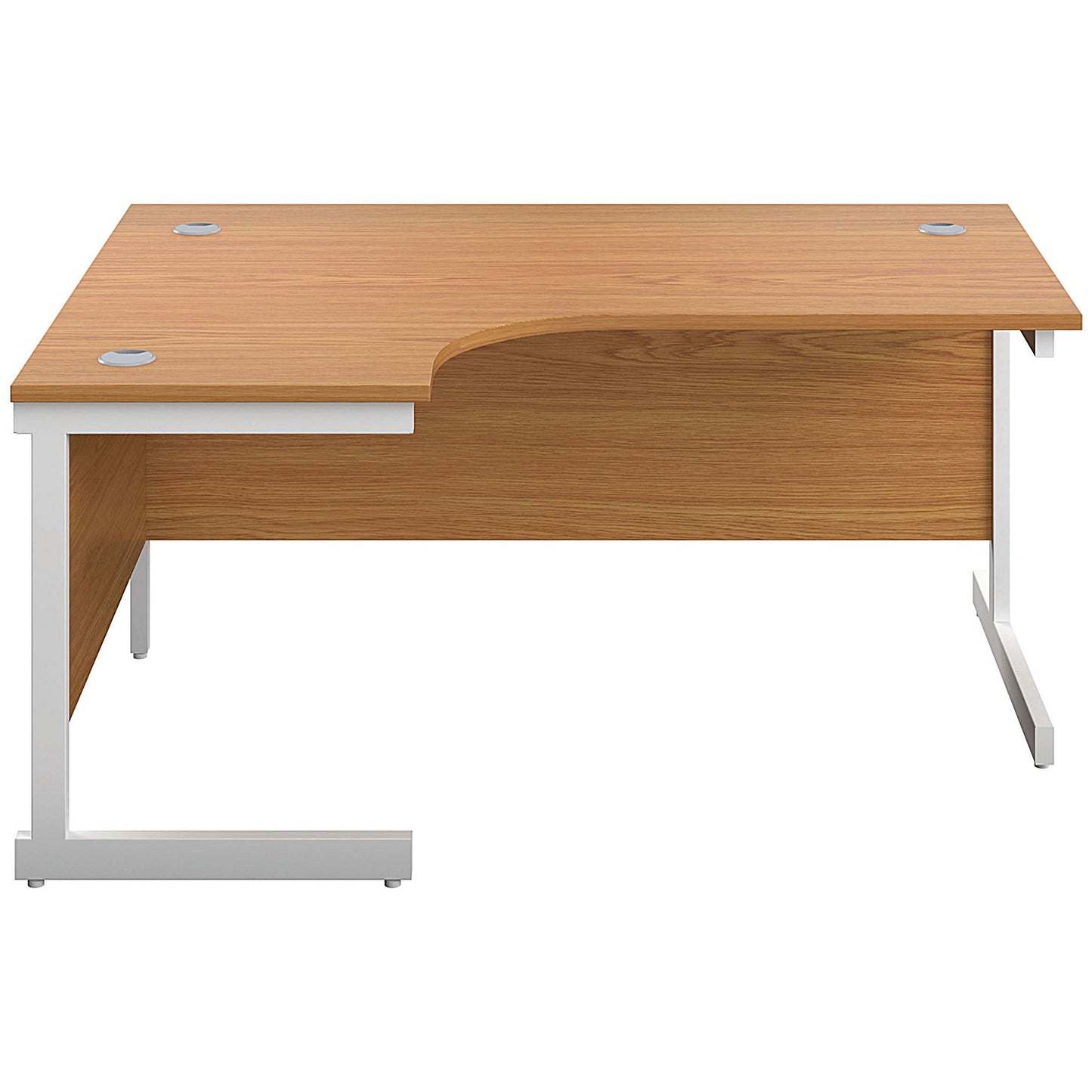 First 1600mm Corner Desk, Left Hand, White Cantilever Legs, Oak