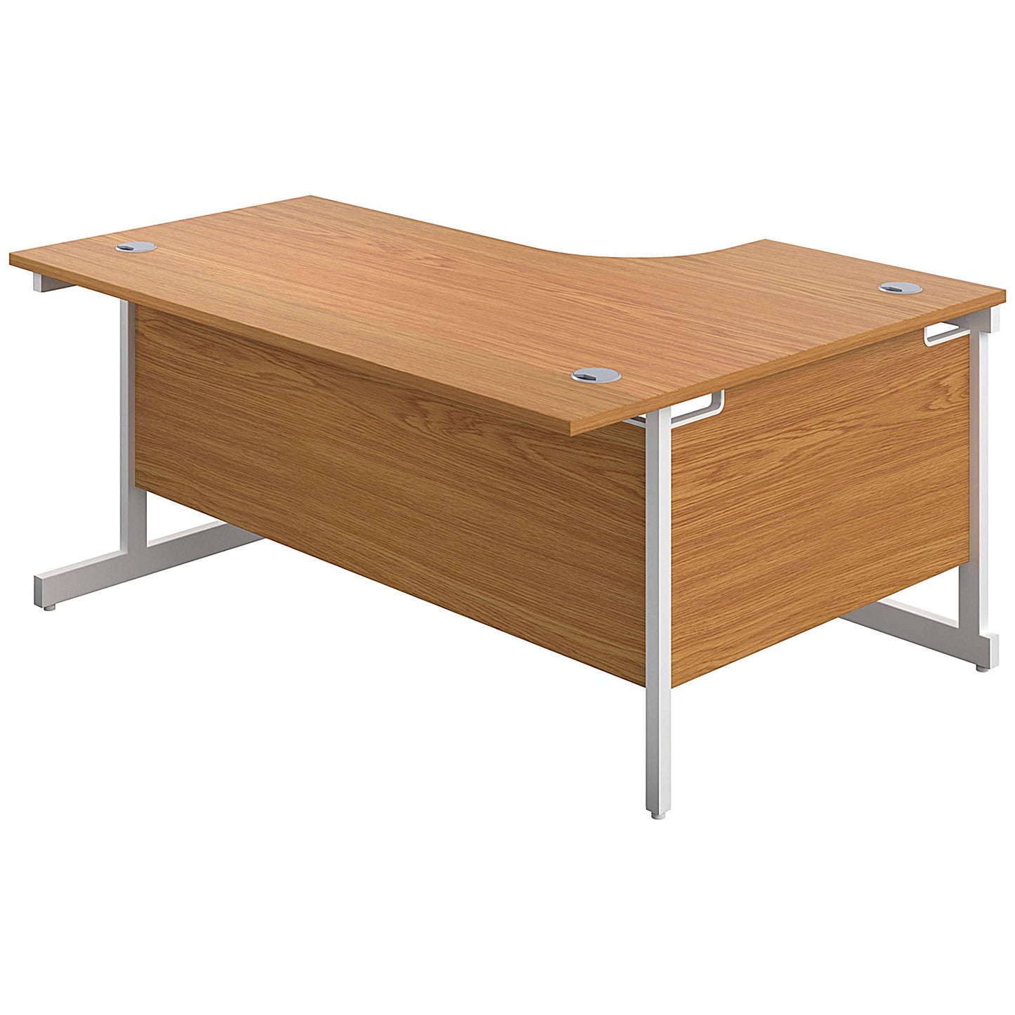 First 1600mm Corner Desk, Left Hand, White Cantilever Legs, Oak