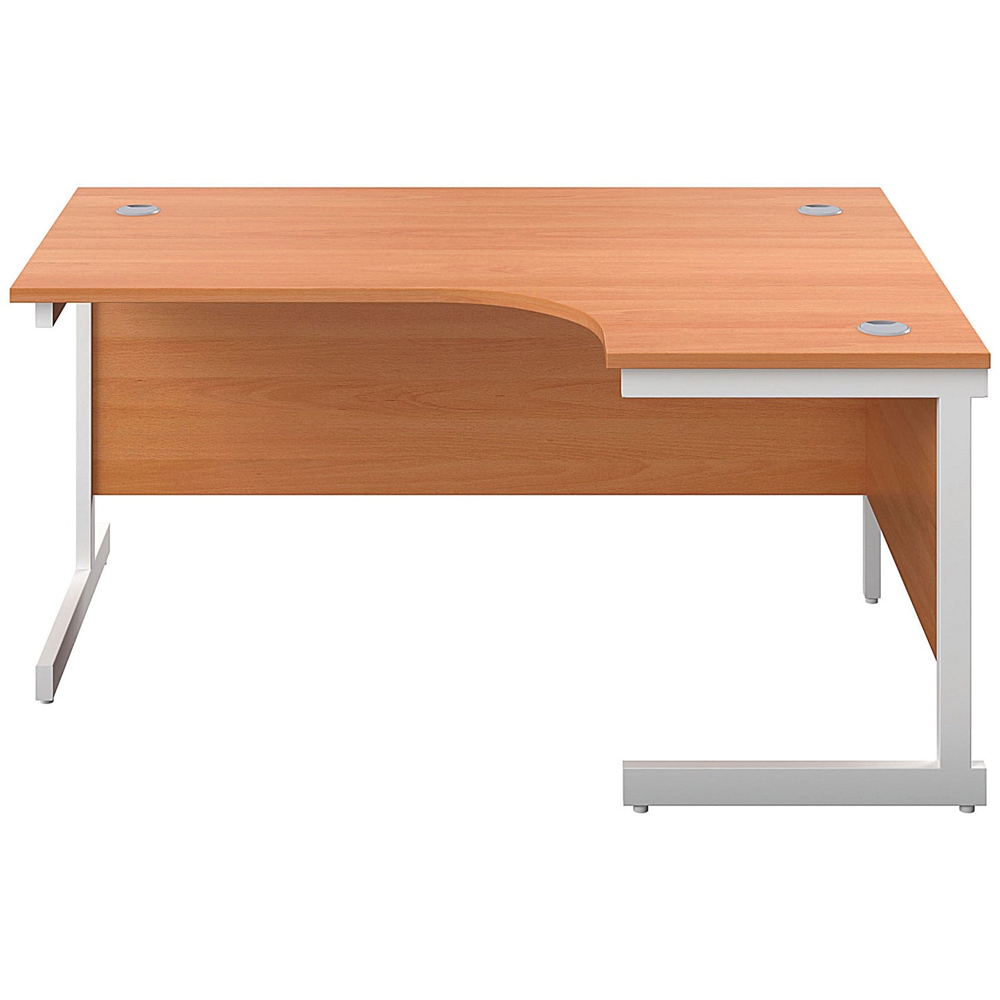 First 1600mm Corner Desk, Right Hand, White Cantilever Legs, Beech
