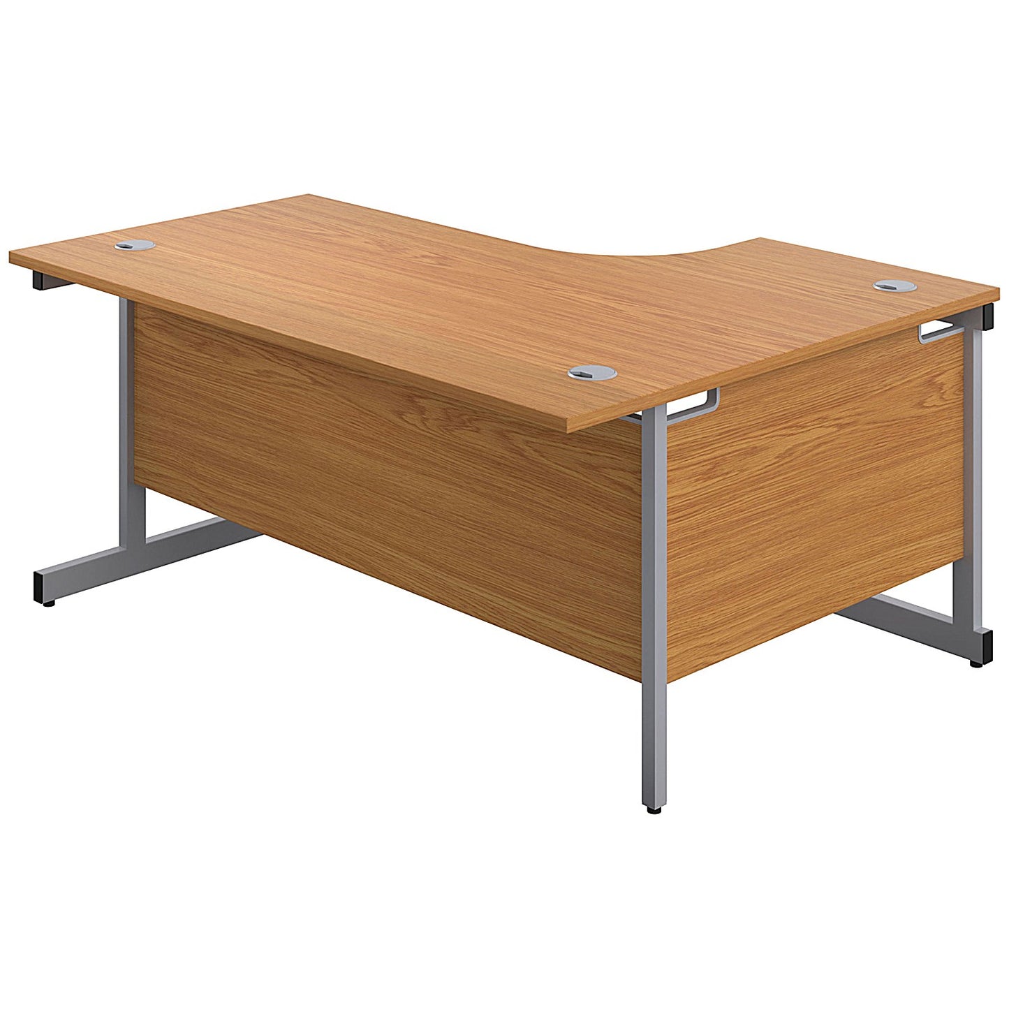 First 1800mm Corner Desk, Left Hand, Silver Cantilever Legs, Oak