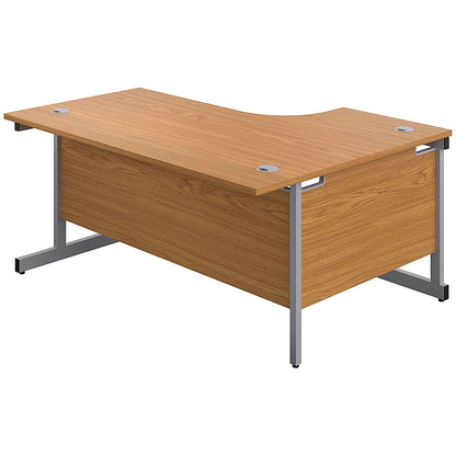 First 1800mm Corner Desk, Left Hand, Silver Cantilever Legs, Oak