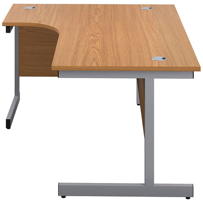 First 1800mm Corner Desk, Left Hand, Silver Cantilever Legs, Oak