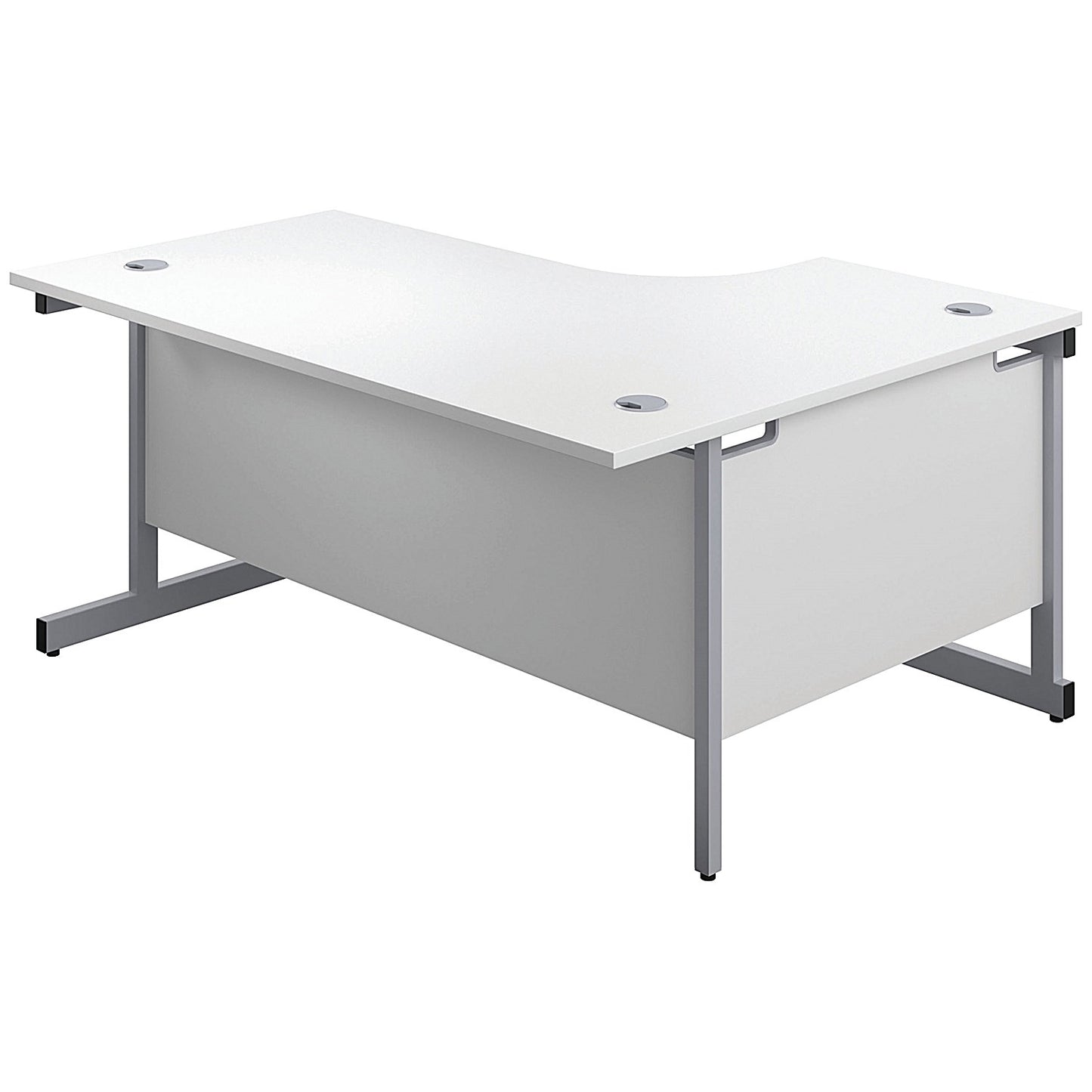 First 1800mm Corner Desk, Left Hand, Silver Cantilever Legs, White