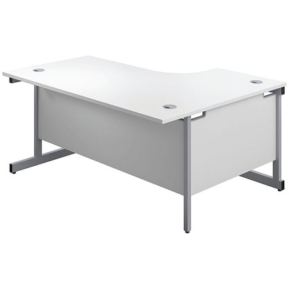 First 1800mm Corner Desk, Left Hand, Silver Cantilever Legs, White