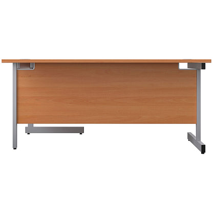First 1800mm Corner Desk, Right Hand, Silver Cantilever Legs, Beech