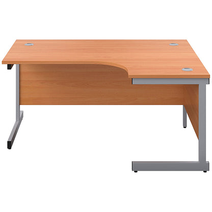 First 1800mm Corner Desk, Right Hand, Silver Cantilever Legs, Beech