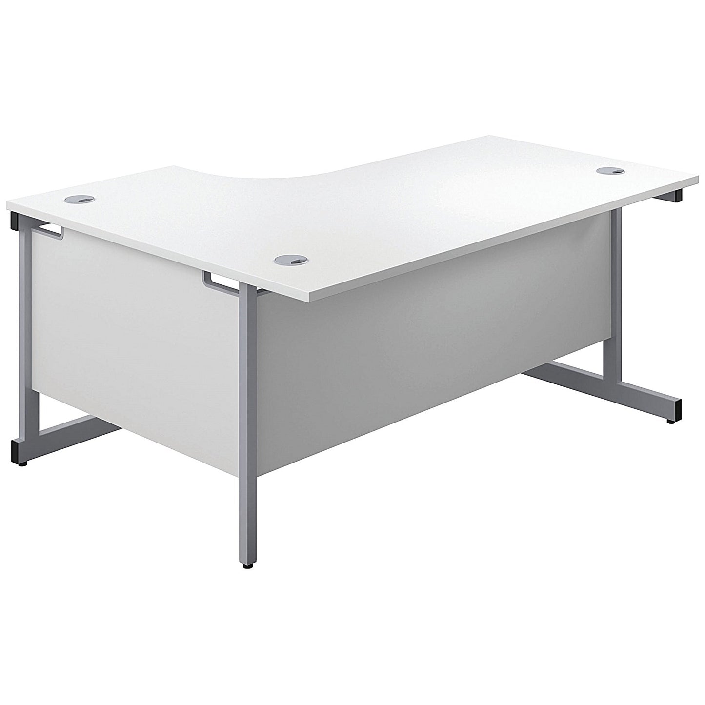 First 1800mm Corner Desk, Right Hand, Silver Cantilever Legs, White