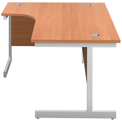 First 1800mm Corner Desk, Left Hand, White Cantilever Legs, Beech