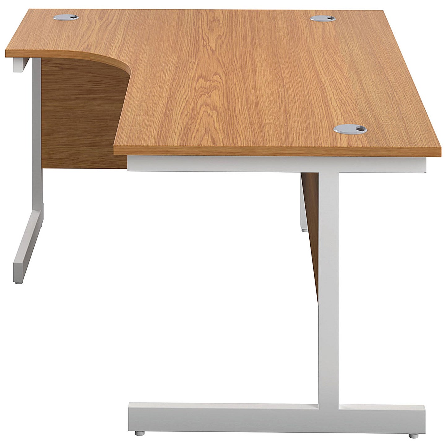First 1800mm Corner Desk, Left Hand, White Cantilever Legs, Oak