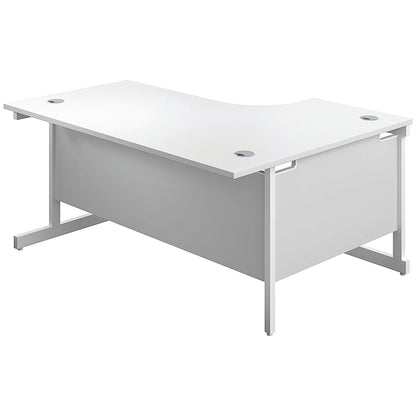 First 1800mm Corner Desk, Left Hand, White Cantilever Legs, White