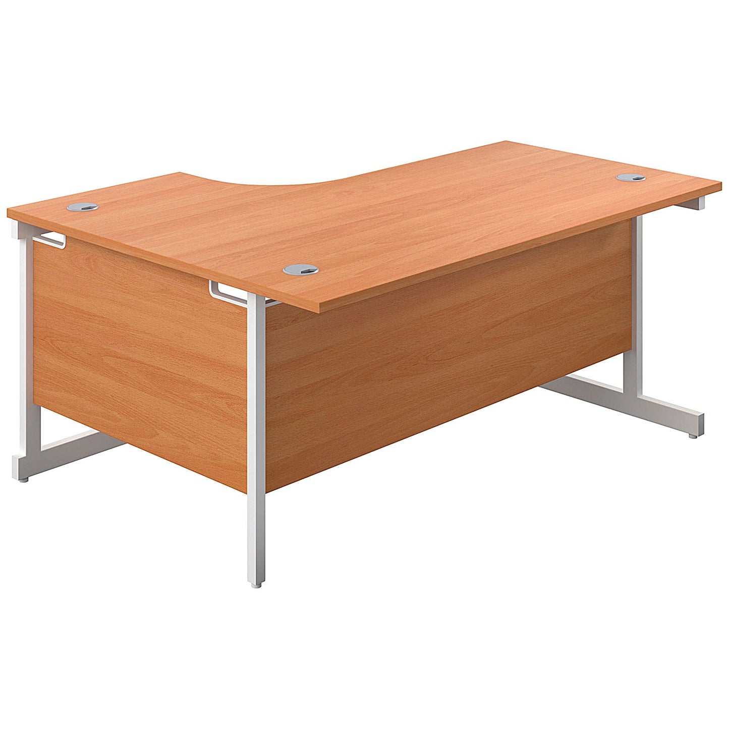First 1800mm Corner Desk, Right Hand, White Cantilever Legs, Beech
