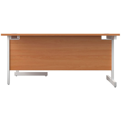 First 1800mm Corner Desk, Right Hand, White Cantilever Legs, Beech