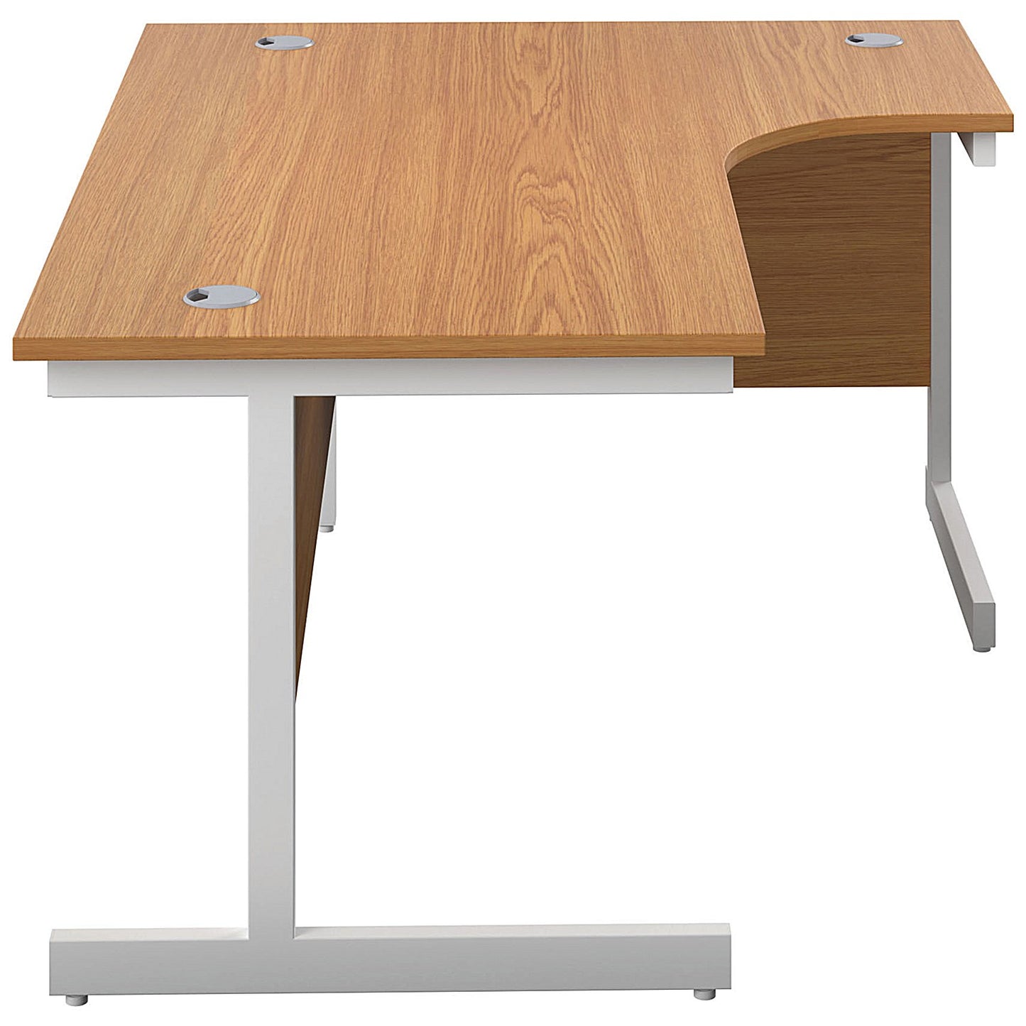 First 1800mm Corner Desk, Right Hand, White Cantilever Legs, Oak