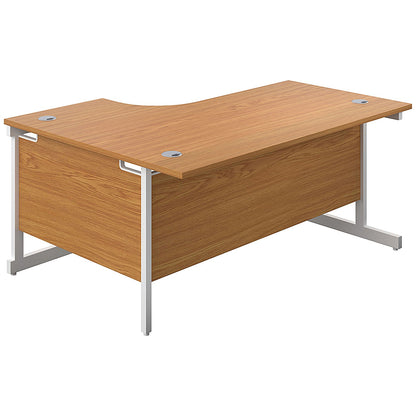 First 1800mm Corner Desk, Right Hand, White Cantilever Legs, Oak