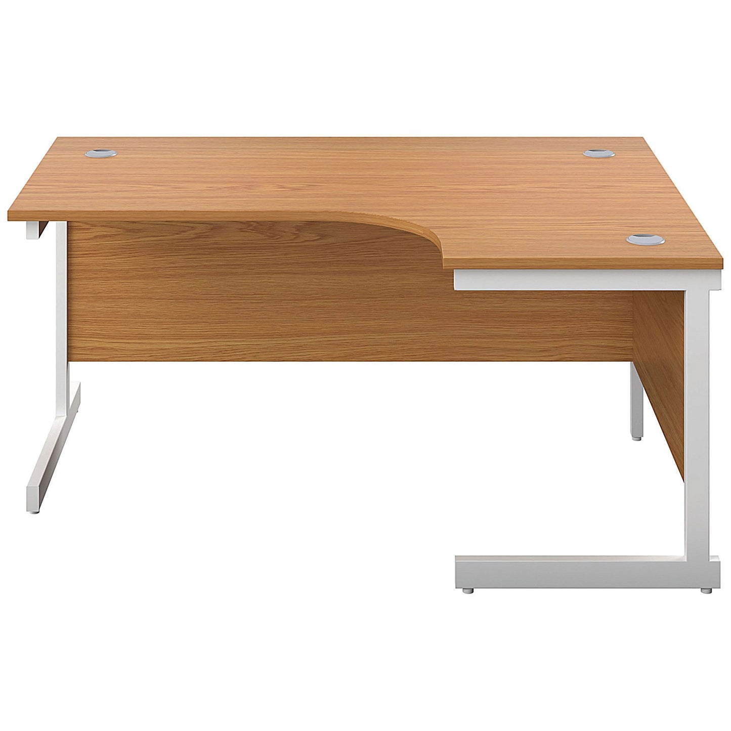 First 1800mm Corner Desk, Right Hand, White Cantilever Legs, Oak