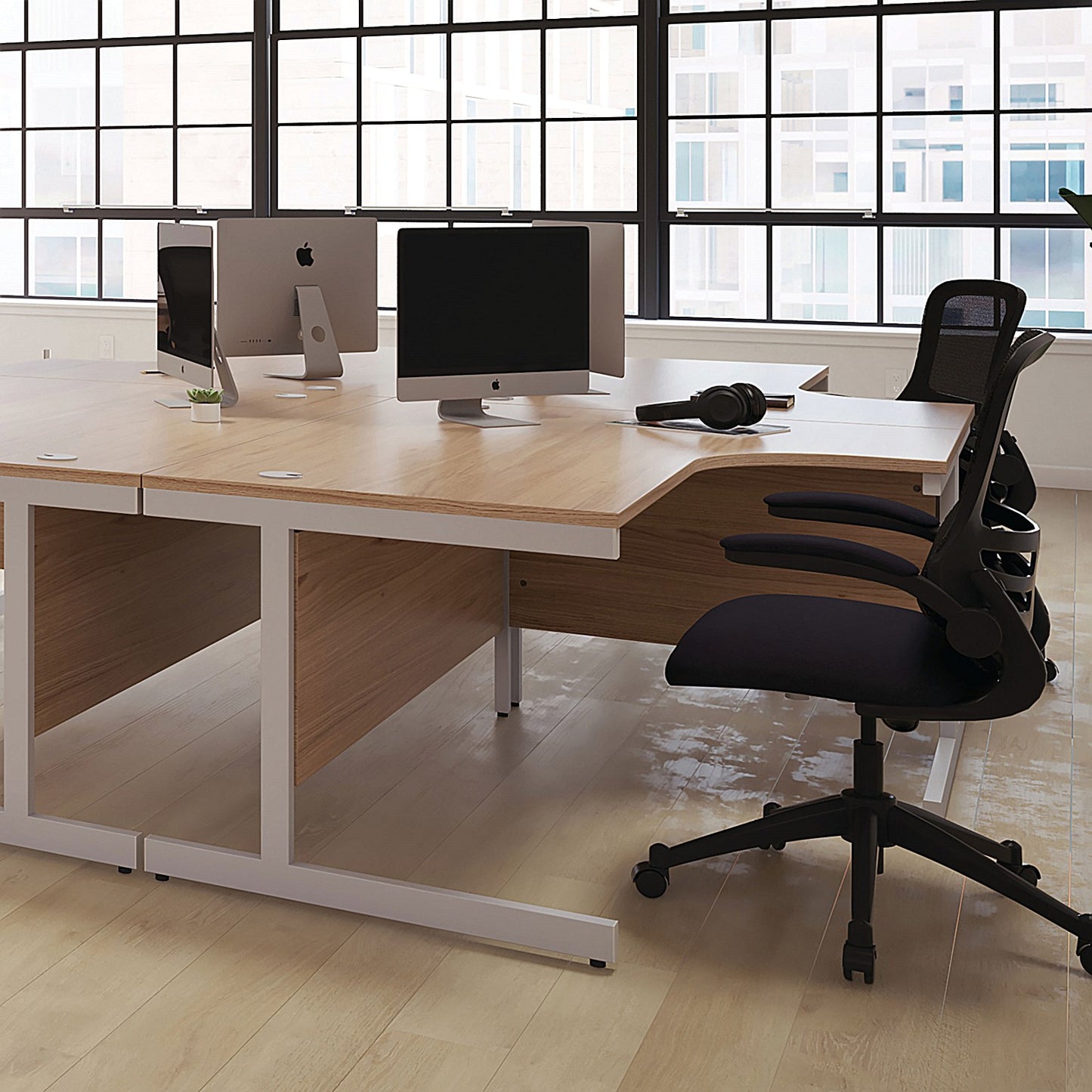 First 1800mm Corner Desk, Right Hand, White Cantilever Legs, White