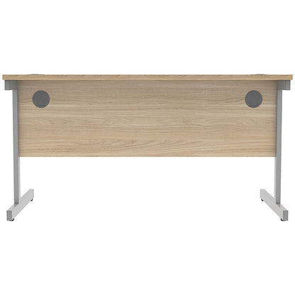 Astin 1400mm Rectangular Desk, Silver Cantilever Legs, Oak