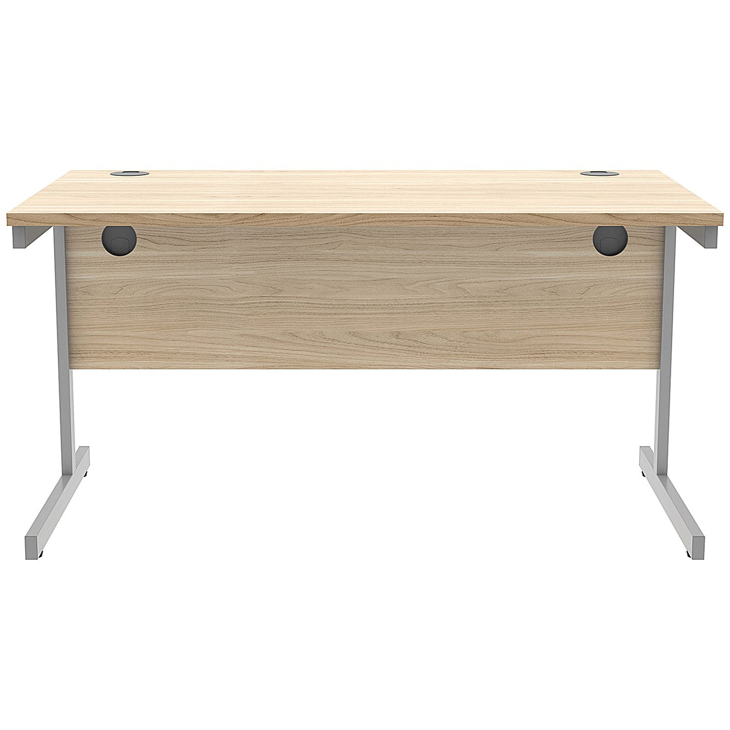 Astin 1400mm Rectangular Desk, Silver Cantilever Legs, Oak