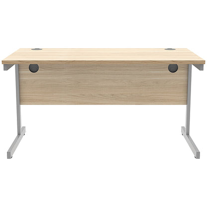 Astin 1400mm Rectangular Desk, Silver Cantilever Legs, Oak
