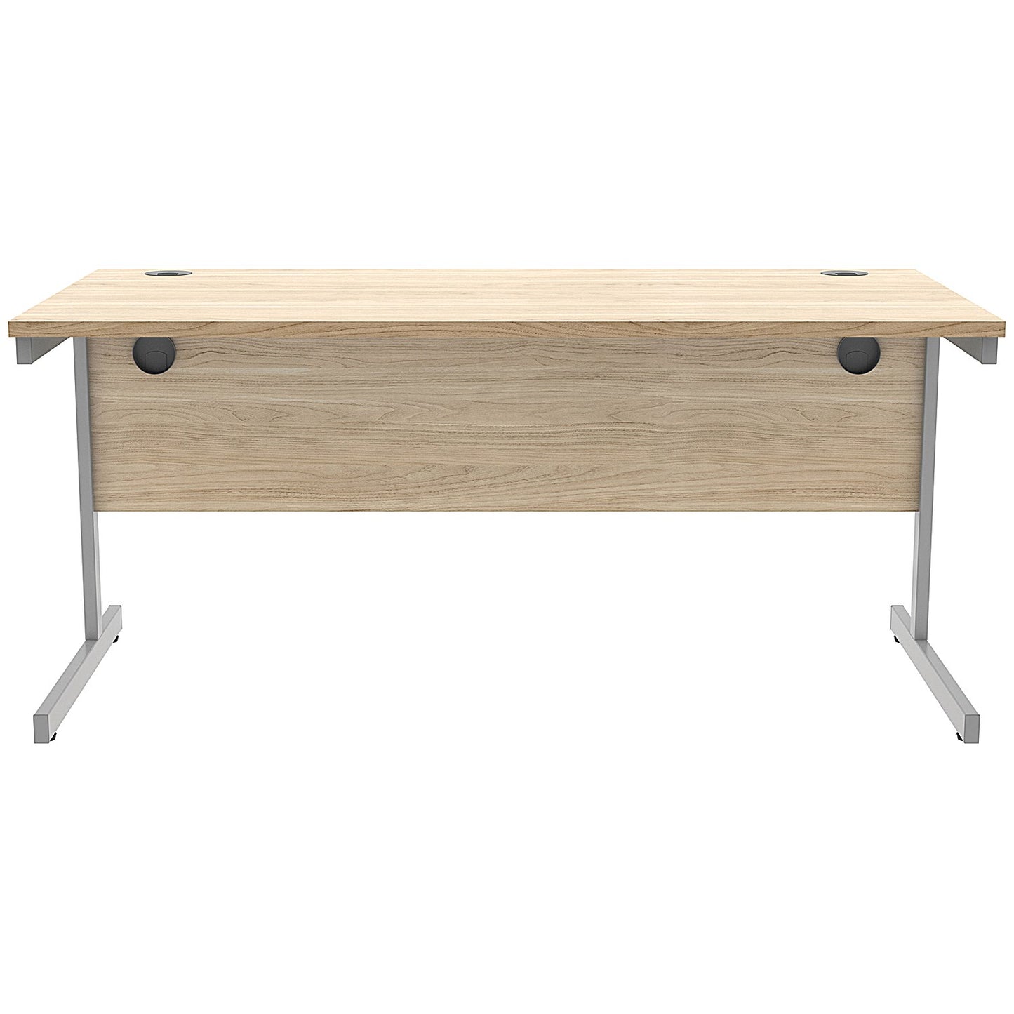 Astin 1600mm Rectangular Desk, Silver Cantilever Legs, Oak