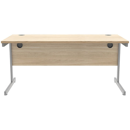 Astin 1600mm Rectangular Desk, Silver Cantilever Legs, Oak