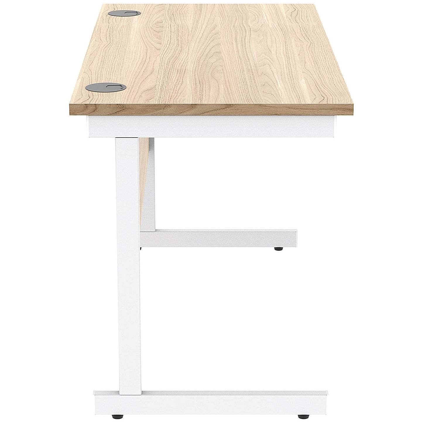 Astin 1200mm Slim Rectangular Desk, White Cantilever Legs, Oak