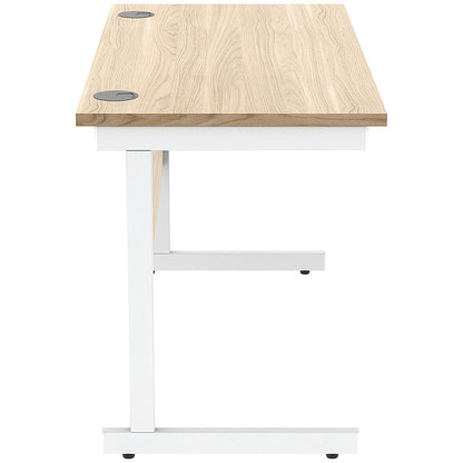 Astin 1200mm Slim Rectangular Desk, White Cantilever Legs, Oak