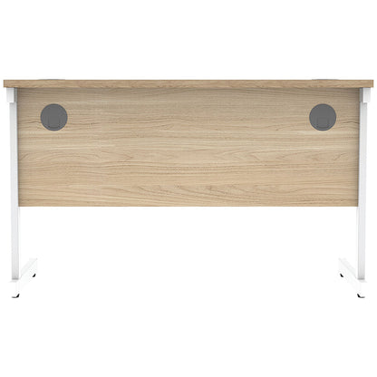 Astin 1200mm Slim Rectangular Desk, White Cantilever Legs, Oak