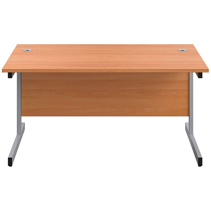 First Rectangular Desk, 1200mm Wide, Silver Cantilever Legs, Beech