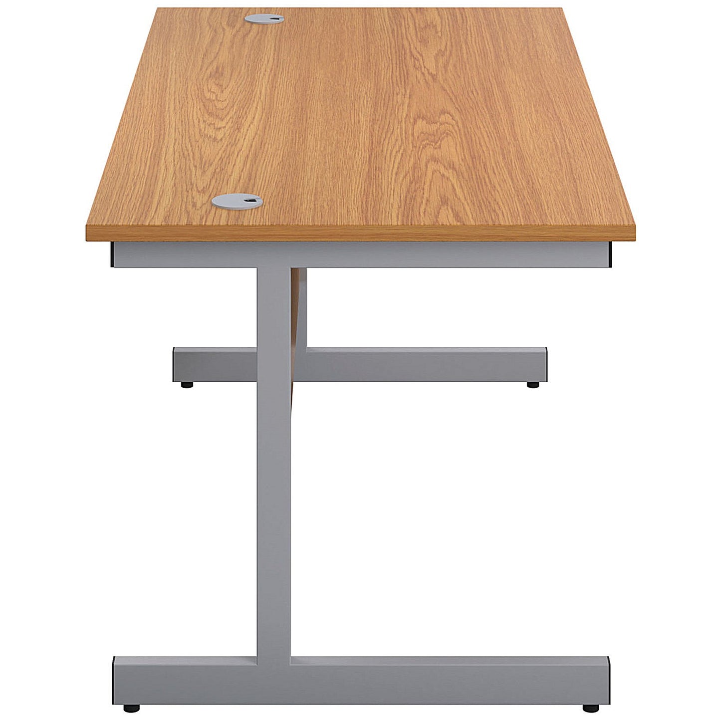 First Rectangular Desk, 1200mm Wide, Silver Cantilever Legs, Oak
