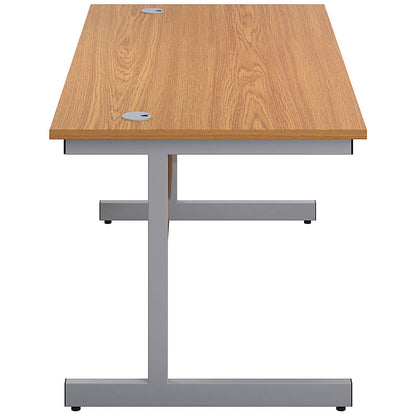 First Rectangular Desk, 1200mm Wide, Silver Cantilever Legs, Oak