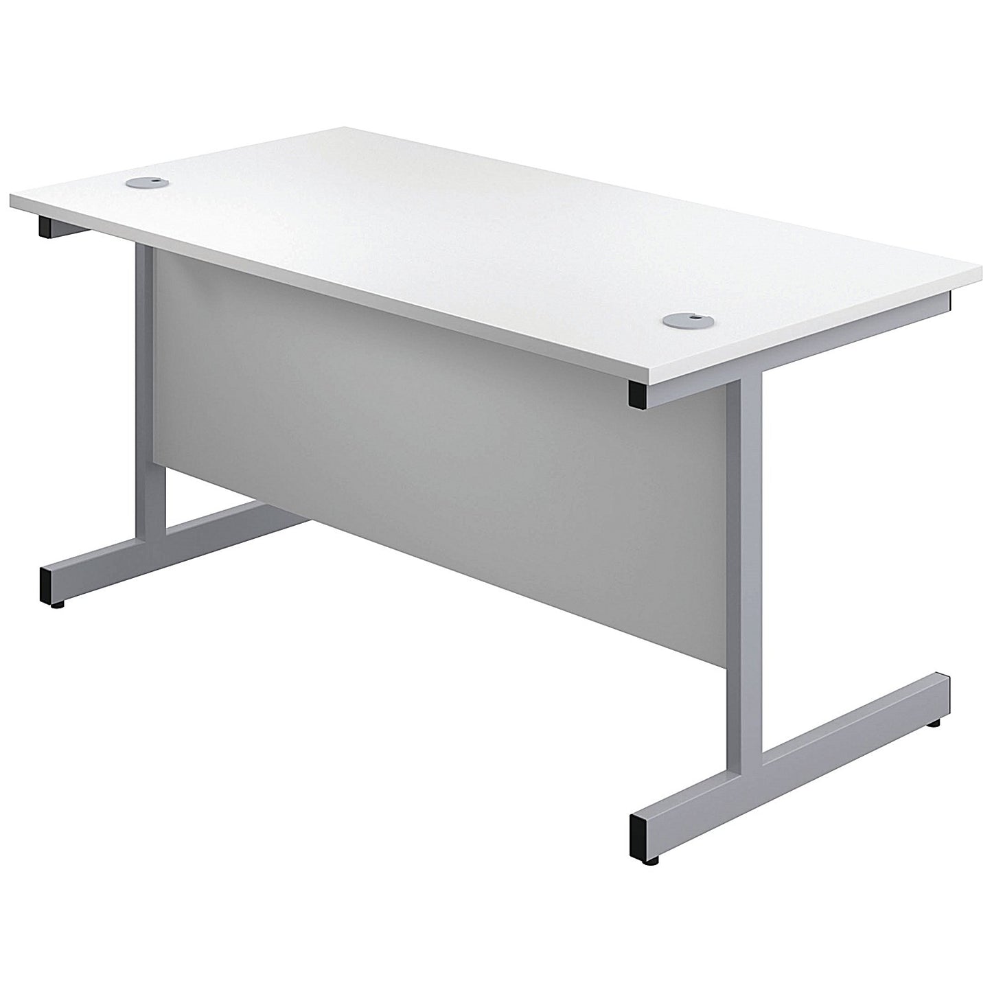 First Rectangular Desk, 1200mm Wide, Silver Cantilever Legs, White