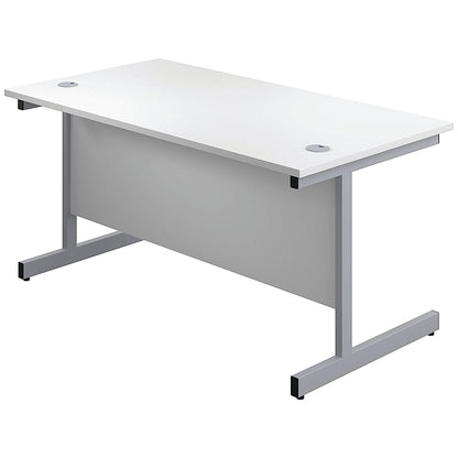 First Rectangular Desk, 1200mm Wide, Silver Cantilever Legs, White