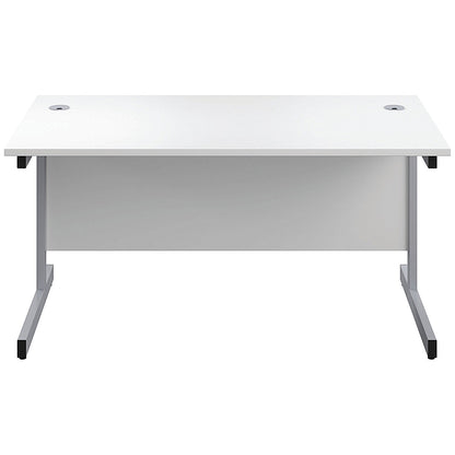 First Rectangular Desk, 1200mm Wide, Silver Cantilever Legs, White