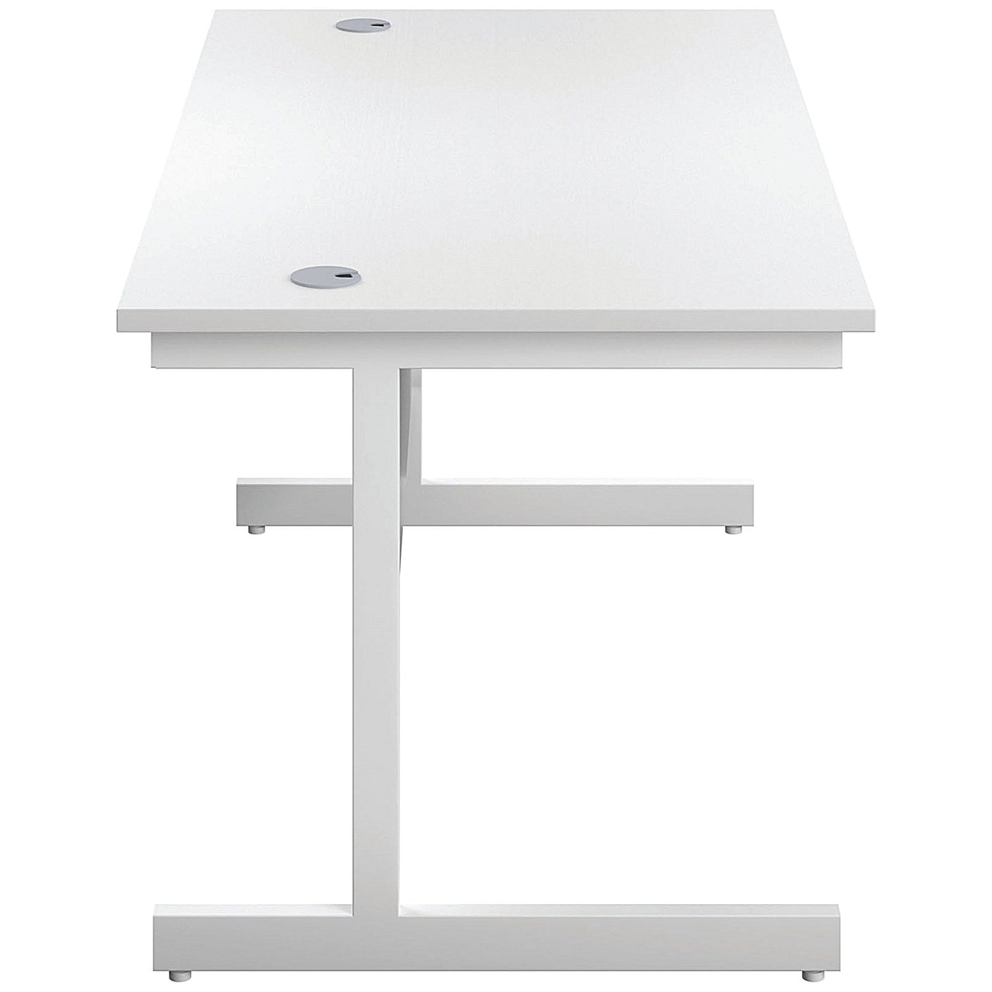 First Rectangular Desk, 1400mm Wide, White Cantilever Legs, White