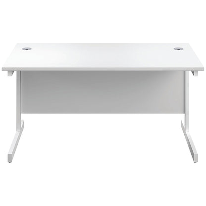 First Rectangular Desk, 1400mm Wide, White Cantilever Legs, White