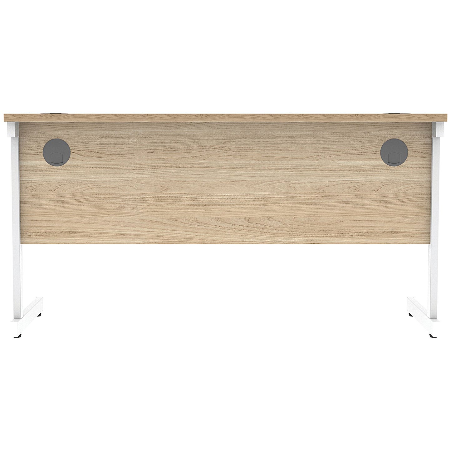 Astin 1400mm Slim Rectangular Desk, White Cantilever Legs, Oak