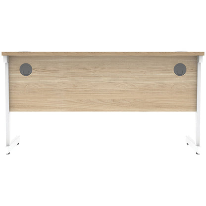 Astin 1400mm Slim Rectangular Desk, White Cantilever Legs, Oak